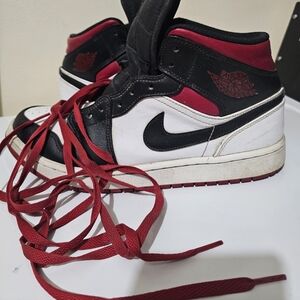 Nike Jordan High-Top Sneakers in Black, White, and Red 10.5
